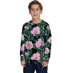 Flower Roses Pattern Floral Nature Kids  Long Sleeve Jersey by danenraven