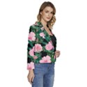 Flower Roses Pattern Floral Nature Women s Long Sleeve Revers Collar Cropped Jacket View3