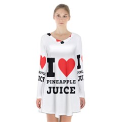 I Love Pineapple Juice Long Sleeve Velvet V-neck Dress by ilovewhateva