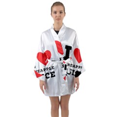 I Love Pineapple Juice Long Sleeve Satin Kimono by ilovewhateva