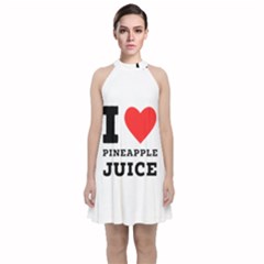 I Love Pineapple Juice Velvet Halter Neckline Dress  by ilovewhateva