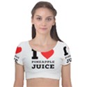 I love pineapple juice Velvet Short Sleeve Crop Top  View1