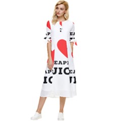 I Love Pineapple Juice Bow Sleeve Chiffon Midi Dress by ilovewhateva