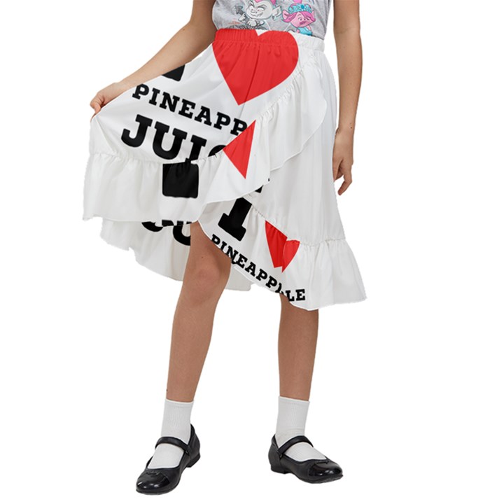 I love pineapple juice Kids  Ruffle Flared Wrap Midi Skirt