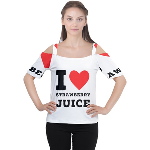 I Love Strawberry Juice Cutout Shoulder Tee by ilovewhateva