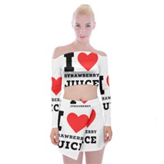 I Love Strawberry Juice Off Shoulder Top With Mini Skirt Set by ilovewhateva