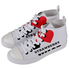 I Love Strawberry Juice Women s Mid-top Canvas Sneakers by ilovewhateva