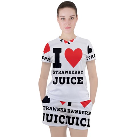 I Love Strawberry Juice Women s Tee And Shorts Set by ilovewhateva