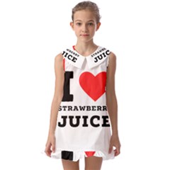 I Love Strawberry Juice Kids  Pilgrim Collar Ruffle Hem Dress by ilovewhateva