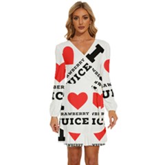 I Love Strawberry Juice Long Sleeve Waist Tie Ruffle Velvet Dress by ilovewhateva