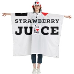 I Love Strawberry Juice Women s Hooded Rain Ponchos by ilovewhateva