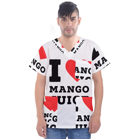 I Love Mango Juice  Men s V-neck Scrub Top by ilovewhateva