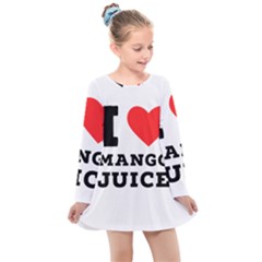 I Love Mango Juice  Kids  Long Sleeve Dress by ilovewhateva