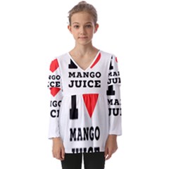 I Love Mango Juice  Kids  V Neck Casual Top