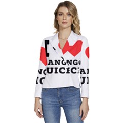 I Love Mango Juice  Women s Long Sleeve Revers Collar Cropped Jacket by ilovewhateva