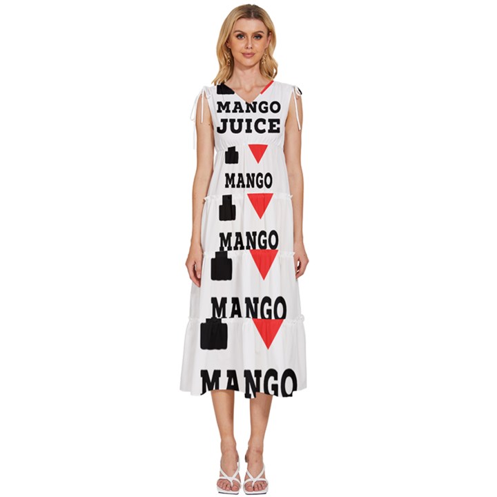 I love mango juice  V-Neck Drawstring Shoulder Sleeveless Maxi Dress