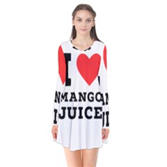 I Love Mango Juice  Long Sleeve V-neck Flare Dress by ilovewhateva