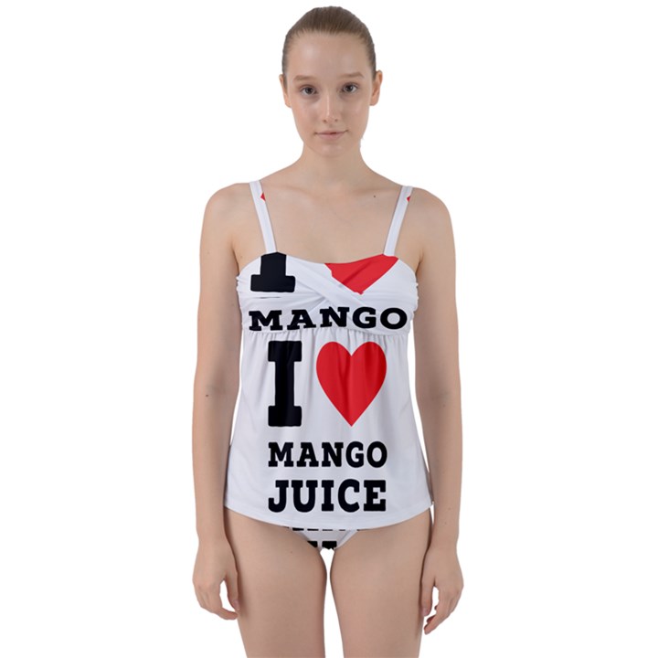 I love mango juice  Twist Front Tankini Set