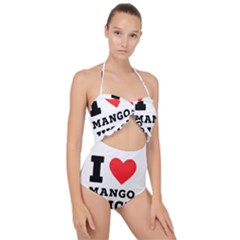 I Love Mango Juice  Scallop Top Cut Out Swimsuit by ilovewhateva