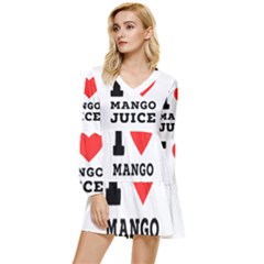 I Love Mango Juice  Tiered Long Sleeve Mini Dress