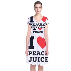 I Love Peach Juice Short Sleeve Front Wrap Dress by ilovewhateva