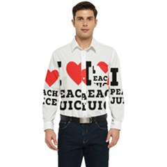 I Love Peach Juice Men s Long Sleeve Pocket Shirt  by ilovewhateva