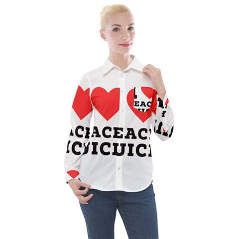 I Love Peach Juice Women s Long Sleeve Pocket Shirt by ilovewhateva