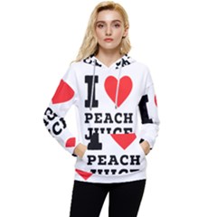 I Love Peach Juice Women s Lightweight Drawstring Hoodie by ilovewhateva