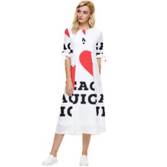 I Love Peach Juice Bow Sleeve Chiffon Midi Dress by ilovewhateva