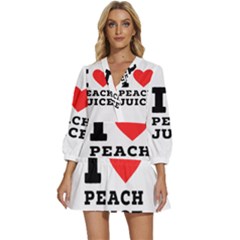 I Love Peach Juice V-neck Placket Mini Dress by ilovewhateva