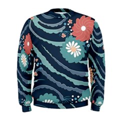 Waves Flowers Pattern Water Floral Minimalist Men s Sweatshirt