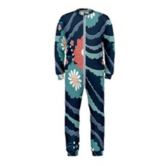 Waves Flowers Pattern Water Floral Minimalist Onepiece Jumpsuit (kids)