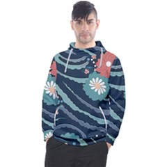 Waves Flowers Pattern Water Floral Minimalist Men s Pullover Hoodie