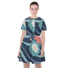 Waves Flowers Pattern Water Floral Minimalist Sailor Dress