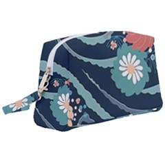 Waves Flowers Pattern Water Floral Minimalist Wristlet Pouch Bag (large) by danenraven