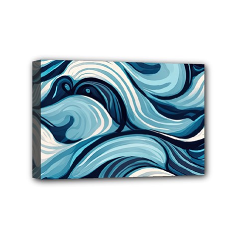 Pattern Ocean Waves Arctic Ocean Blue Nature Sea Mini Canvas 6  X 4  (stretched) by danenraven