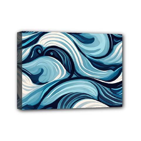 Pattern Ocean Waves Arctic Ocean Blue Nature Sea Mini Canvas 7  X 5  (stretched) by danenraven