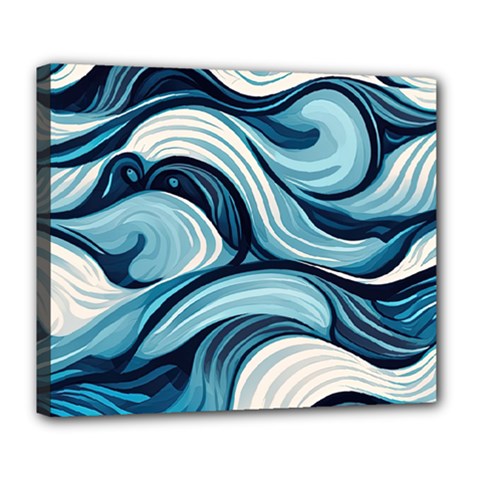 Pattern Ocean Waves Arctic Ocean Blue Nature Sea Deluxe Canvas 24  X 20  (stretched) by danenraven