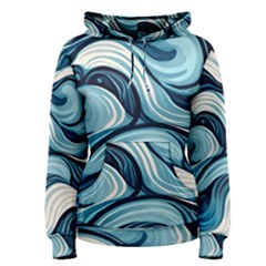 Pattern Ocean Waves Arctic Ocean Blue Nature Sea Women s Pullover Hoodie