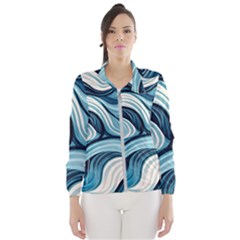 Pattern Ocean Waves Arctic Ocean Blue Nature Sea Women s Windbreaker