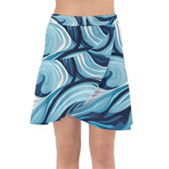 Pattern Ocean Waves Arctic Ocean Blue Nature Sea Wrap Front Skirt by danenraven