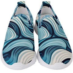 Pattern Ocean Waves Arctic Ocean Blue Nature Sea Kids  Slip On Sneakers by danenraven