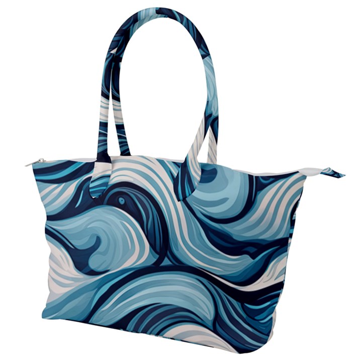 Pattern Ocean Waves Arctic Ocean Blue Nature Sea Canvas Shoulder Bag