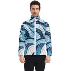 Pattern Ocean Waves Arctic Ocean Blue Nature Sea Men s Bomber Jacket