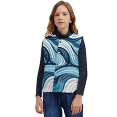 Pattern Ocean Waves Arctic Ocean Blue Nature Sea Kid s Short Button Up Puffer Vest	 by danenraven