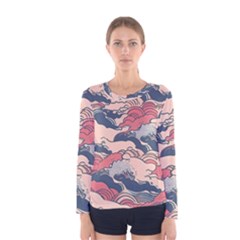 Waves Ocean Sea Water Pattern Rough Seas Women s Long Sleeve Tee