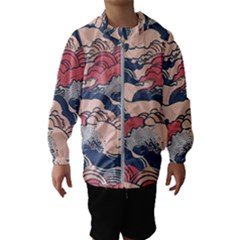 Waves Ocean Sea Water Pattern Rough Seas Kids  Hooded Windbreaker