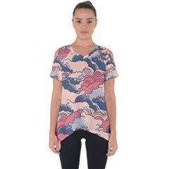 Waves Ocean Sea Water Pattern Rough Seas Cut Out Side Drop Tee by danenraven