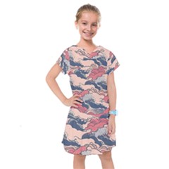 Waves Ocean Sea Water Pattern Rough Seas Kids  Drop Waist Dress by danenraven