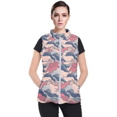 Waves Ocean Sea Water Pattern Rough Seas Women s Puffer Vest